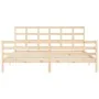 Bed frame with solid wood headboard 200x200 cm by vidaXL, Beds and slatted bases - Ref: Foro24-3194006, Price: 141,46 €, Disc...