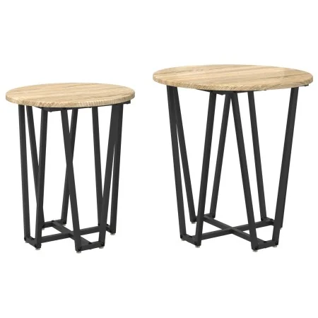 Mesa de Lado 2 pcs de Madera de Sonoma y Metal | Foro24.es | Tu tienda online para hogar, jardín y más Foro24.es