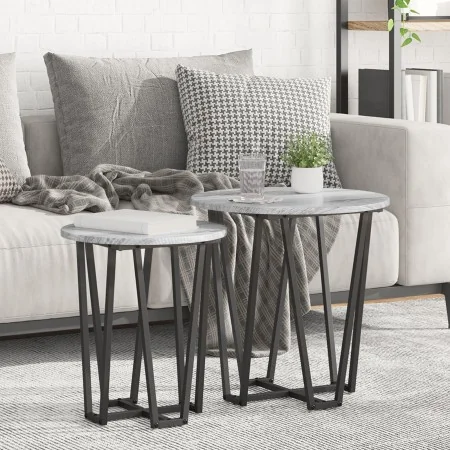 Mesa auxiliar de 2 piezas en gris Sonoma, hecha de madera y metal | Foro24.es | Tu tienda online para hogar, jardín y más Foro24.es