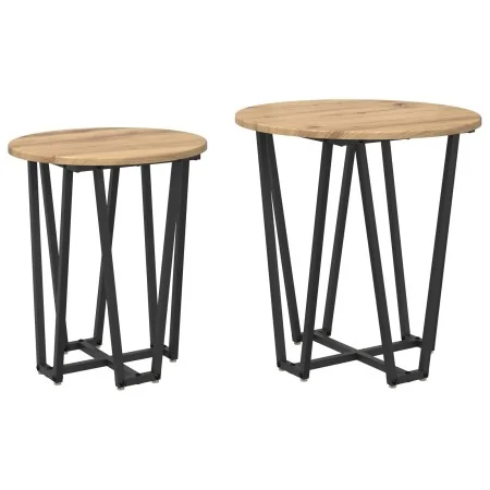 Mesa Lateral de 2 Piezas en Madera de Roble y Metal | Foro24.es | Tu tienda online para hogar, jardín y más Foro24.es