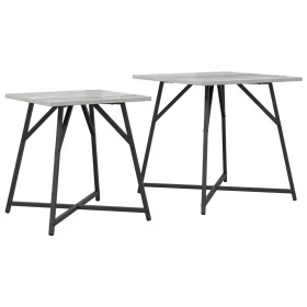 Mesa Auxiliar 2 pcs Gris Sonoma de Madera y Metal