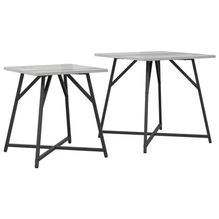 Mesa Auxiliar 2 pcs Gris Sonoma de Madera y Metal | Foro24.es | Tu tienda online para hogar, jardín y más Foro24.es