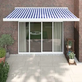 Toldo retráctil aluminio y tela azul y blanco 3x2,5 m by , Awnings - Ref: Foro24-3154521, Price: 422,44 €, Discount: -5%%