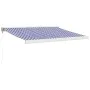 Toldo retráctil aluminio y tela azul y blanco 3x2,5 m by , Awnings - Ref: Foro24-3154521, Price: 422,44 €, Discount: -5%%
