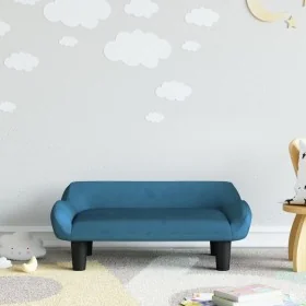 Sofá para niños de terciopelo azul 70x40x24 cm