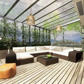 Set muebles de jardín 10 pzas y cojines ratán