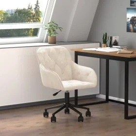 Silla de oficina giratoria de terciopelo color crema de , Sillas de oficina - Ref: Foro24-344876, Precio: 97,31 €, Descuento:...