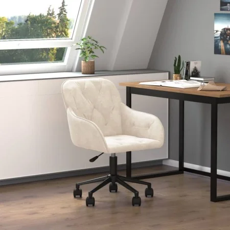 Silla de oficina giratoria de terciopelo color crema de , Sillas de oficina - Ref: Foro24-344876, Precio: 97,31 €, Descuento:...
