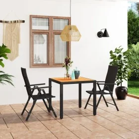 Juego de comedor para jardín 3 piezas negro y marrón de , Conjuntos de jardín - Ref: Foro24-3060052, Precio: 283,12 €, Descue...
