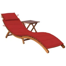 Tumbona de jardín con mesa y cojín madera maciza de acacia von , Liegen - Ref: Foro24-3061593, Preis: 192,27 €, Rabatt: -5%%