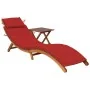 Tumbona de jardín con mesa y cojín madera maciza de acacia by , Loungers - Ref: Foro24-3061593, Price: 203,87 €, Discount: -5%%