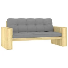 Banco de jardín y cojines gris madera de pino impregnada 179 cm von , Gartenbänke - Ref: Foro24-3065757, Preis: 334,21 €, Rab...