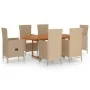 Juego de comedor de jardín 7 piezas ratán sintético beige von , Gartensets - Ref: Foro24-3070768, Preis: 1,00 €, Rabatt: -5%%