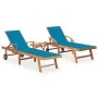 Tumbonas con mesa y cojín 2 unidades madera maciza de teca de , Tumbonas - Ref: Foro24-3073175, Precio: 586,68 €, Descuento: ...