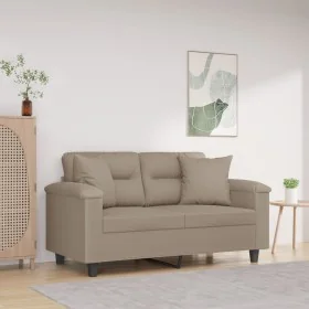 Sofá de 2 plazas con cojines tela microfibra gris taupe 120 cm by , Sofas - Ref: Foro24-3200965, Price: 245,61 €, Discount: -5%%