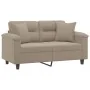 Sofá de 2 plazas con cojines tela microfibra gris taupe 120 cm by , Sofas - Ref: Foro24-3200965, Price: 245,61 €, Discount: -5%%