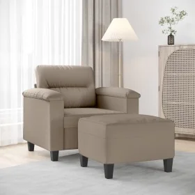 Sillón con taburete tela de microfibra gris taupe 60 cm de , Sofás - Ref: Foro24-3201225, Precio: 218,71 €, Descuento: -5%%