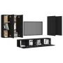 Set de muebles de salón TV 6 piezas madera ingeniería negro de , Muebles TV - Ref: Foro24-3078785, Precio: 249,19 €, Descuent...