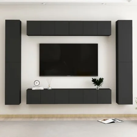Set de muebles de salón TV 10 piezas madera ingeniería negro von , TV-Möbel - Ref: Foro24-3078770, Preis: 388,91 €, Rabatt: -5%%