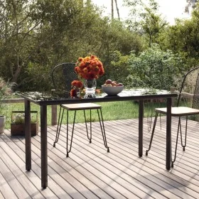 Mesa comedor jardín acero y vidrio templado negro