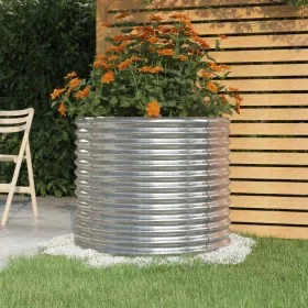 Jardinera de acero recubrimiento en polvo plateado 80x80x68 cm by , Pots and planters - Ref: Foro24-318862, Price: 44,36 €, D...