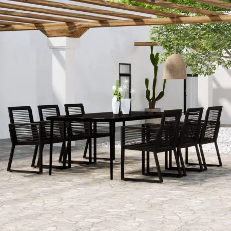 Juego de comedor de jardín 7 piezas negro de , Conjuntos de jardín - Ref: Foro24-3099159, Precio: 630,83 €, Descuento: -5%%