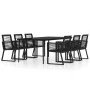 Juego de comedor de jardín 7 piezas negro de , Conjuntos de jardín - Ref: Foro24-3099159, Precio: 630,83 €, Descuento: -5%%