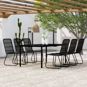 Juego de comedor para jardín 7 piezas negro