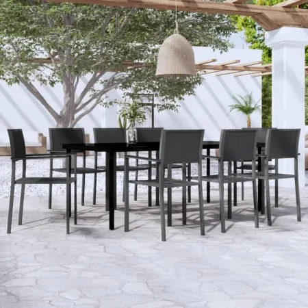 Juego de comedor para jardín 9 piezas negro by , Garden sets - Ref: Foro24-3099268, Price: 630,51 €, Discount: -5%%