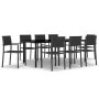Juego de comedor para jardín 9 piezas negro by , Garden sets - Ref: Foro24-3099268, Price: 630,51 €, Discount: -5%%