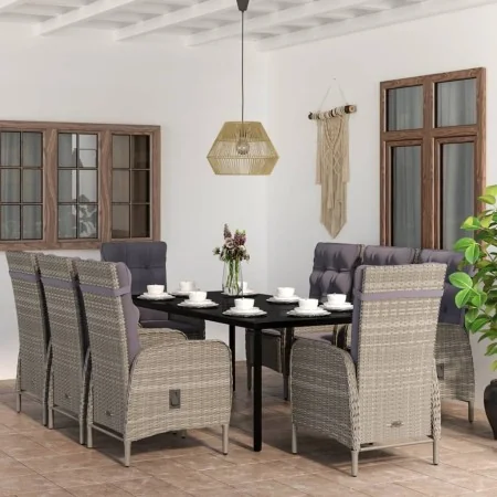 Juego de comedor de jardín 9 piezas gris y negro by , Garden sets - Ref: Foro24-3099364, Price: 1,00 €, Discount: -5%%