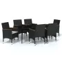 Juego de comedor de jardín 7 piezas con cojines negro von , Gartensets - Ref: Foro24-3099345, Preis: 520,37 €, Rabatt: -5%%