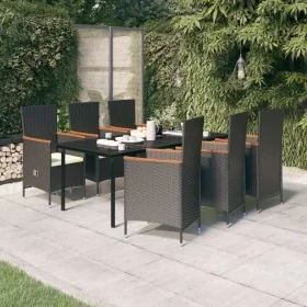 Juego de comedor de jardín 7 piezas con cojines negro by , Garden sets - Ref: Foro24-3099429, Price: 1,00 €, Discount: -5%%