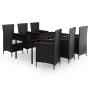 Juego de comedor de jardín 7 piezas con cojines negro by , Garden sets - Ref: Foro24-3099429, Price: 1,00 €, Discount: -5%%