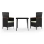 Juego de comedor de jardín 3 piezas con cojines negro von , Gartensets - Ref: Foro24-3099443, Preis: 371,37 €, Rabatt: -5%%