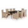 Juego de comedor de jardín 9 piezas con cojines beige von , Gartensets - Ref: Foro24-3099460, Preis: 1,00 €, Rabatt: -5%%