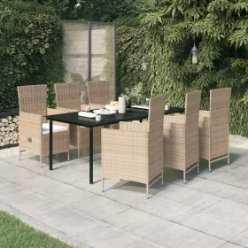 Juego de comedor de jardín 7 piezas con cojines beige de , Conjuntos de jardín - Ref: Foro24-3099441, Precio: 949,00 €, Descu...