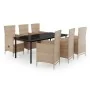 Juego de comedor de jardín 7 piezas con cojines beige de , Conjuntos de jardín - Ref: Foro24-3099441, Precio: 970,69 €, Descu...