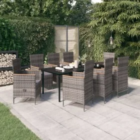 Juego de comedor de jardín 9 pzas con cojines gris von , Gartensets - Ref: Foro24-3099436, Preis: 1,00 €, Rabatt: -5%%