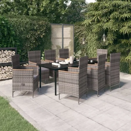 Juego de comedor de jardín 9 pzas con cojines gris by , Garden sets - Ref: Foro24-3099436, Price: 1,00 €, Discount: -5%%