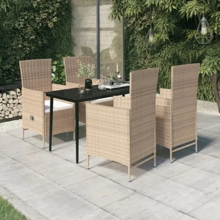 Juego de comedor de jardín 5 piezas con cojines beige by , Garden sets - Ref: Foro24-3099457, Price: 565,18 €, Discount: -5%%