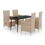 Juego de comedor de jardín 5 piezas con cojines beige by , Garden sets - Ref: Foro24-3099457, Price: 565,18 €, Discount: -5%%