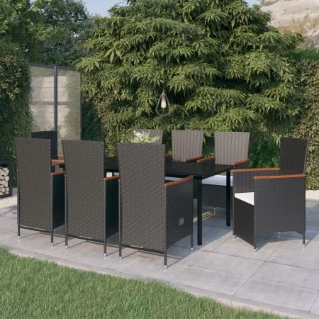 Juego de comedor de jardín 9 piezas con cojines negro by , Garden sets - Ref: Foro24-3099462, Price: 1,00 €, Discount: -5%%
