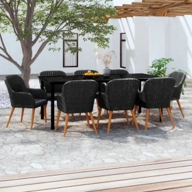Juego de comedor de jardín 9 piezas con cojines negro de , Conjuntos de jardín - Ref: Foro24-3099510, Precio: 967,67 €, Descu...