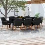 Juego de comedor de jardín 9 piezas con cojines negro de , Conjuntos de jardín - Ref: Foro24-3099510, Precio: 967,67 €, Descu...