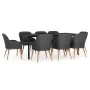 Juego de comedor de jardín 9 piezas con cojines negro de , Conjuntos de jardín - Ref: Foro24-3099510, Precio: 967,67 €, Descu...