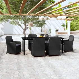 Juego de comedor de jardín 7 piezas con cojines negro by , Garden sets - Ref: Foro24-3099533, Price: 1,00 €, Discount: -5%%