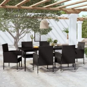Juego de comedor para jardín 7 piezas negro de , Conjuntos de jardín - Ref: Foro24-3099623, Precio: 427,88 €, Descuento: -5%%