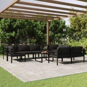 Set muebles de jardín 10 pzas y cojines aluminio gris antracita by , Garden sets - Ref: Foro24-3107819, Price: 1,00 €, Discou...