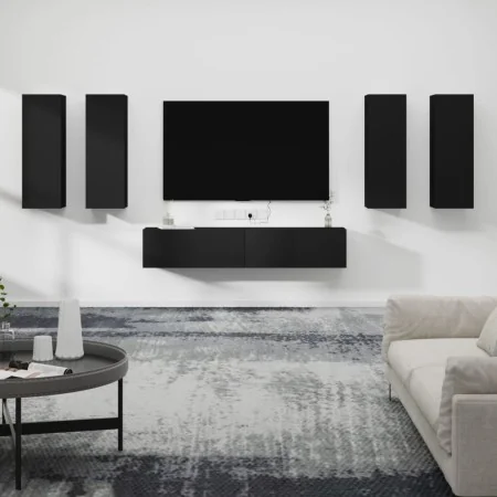 Set de muebles para TV 6 piezas madera contrachapada negro von , TV-Möbel - Ref: Foro24-3114343, Preis: 239,10 €, Rabatt: -5%%